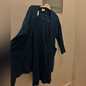 KERISMA Ribbed Long Knit Cardigan & Sweater Pants Matching Set